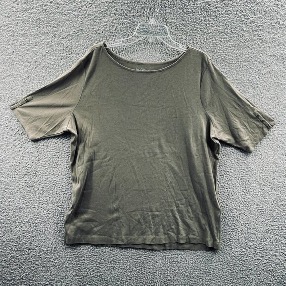 Chicos Women Size 4 Top Fatigue Green Minimalist Elevated Basic‎ Everyday Shirt - Picture 1 of 12